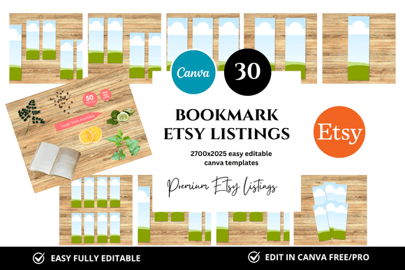 30 Bookmark Premium Etsy Listings Mockup